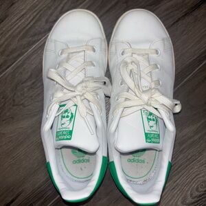 Adidas Kids White and Green Stan Smith Sneakers